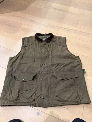 牛津蓝色蜡棉田间背心马甲棕色灯芯绒格子衬里 XXL — 第 1/4 张图片