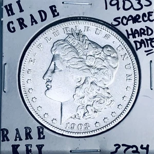 1903 S MORGAN SILVER DOLLAR ALTA QUALITÀ ORIGINALE U.S. MINT RARA KEY COIN 3724 - Foto 1 di 3