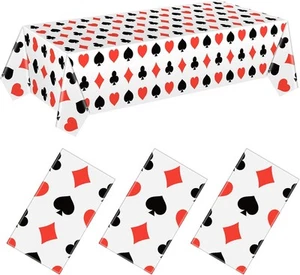 Tatuo Casino Theme Party Decorations Poker Tablecloth Plastic Red, Black - Picture 1 of 5