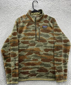 Patagonia Hombre Mediano Camuflaje Mejor Suéter 1/4 Cremallera Polar Pullover Chaqueta Verde - Imagen 1 de 8