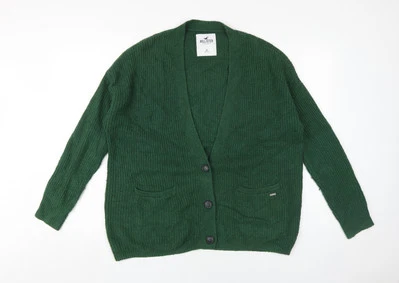 Hollister Women Green Cardigan XS V-Neck Long Sleeve - Image 1 of 4