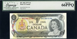 Kanada 1973 1 $ Bank of Canada Schein SCWPM-85c Crow / Bouey Legacy Gem Neu 66 PPQ - Bild 1 von 2