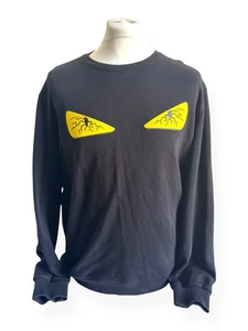 Maglione Fendi Bad 'Bug Eyes' Nero Taglia XXL - Made in Italy - Roma - 100% Cotone - Foto 1 di 24