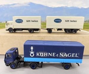 Two Kibri HO Scale MB BUILT Commercial Trailer Semi Trucks w/Logos #10240 - Picture 1 of 11