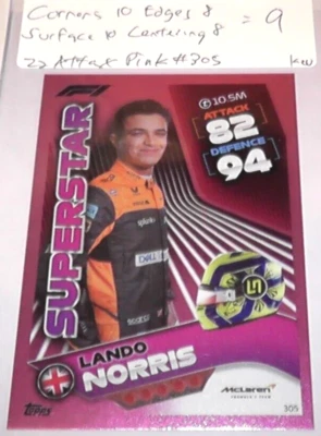 2022 Topps Turbo Attax Formula 1 Lando Norris Grade 9 Card #305 Pink Parallel F1 - Image 1 of 4