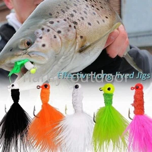 25PCS Jig Heads Marabou Feather Hooks Fishing Lures Bass Walleye Panfish Sunfish - Picture 1 of 9