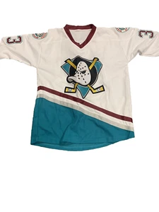 Greg Goldberg 33 Mighty Ducks Movie Ice Hockey Jerseys White, Size Medium New - Picture 1 of 10