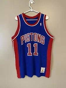 Authentic Rare Vintage Sand Knit NBA Detroit Pistons Isiah Thomas Jersey Size 44 - Picture 1 of 7