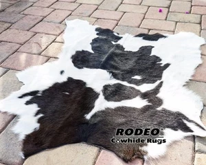 Haarig super weich schön schwarz & weiß Rodeo Kalbsfell Teppich 3' X3' beste Qualität - Bild 1 von 2