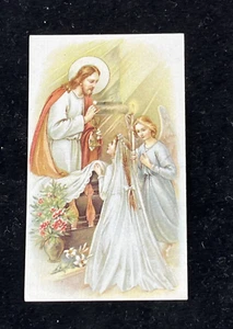 Antique VG Rare Mini Holy card from 1910 Holy Guardian Angel - Picture 1 of 3