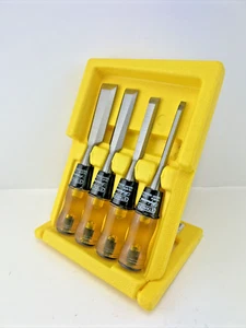 Stanley No.16-600A Professional 4 Pc. Chisel Set 1/4 ''-1''/ Storage Tray Stand - Picture 1 of 23