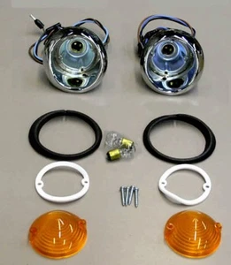 New! 1966 Ford Mustang Parking Light Lamp Lights Pair with Lenses and Gaskets - Picture 1 of 12