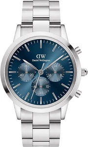 Daniel Wellington Men's Watch ICONIC CHRONOGRAPH LINK ARCTIC S Blue Silver - Picture 1 of 4