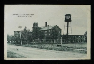 Años 1910? Tanque de agua Atlantic Underwear Factory Moncton NB Canada Westmorland Co PC - Imagen 1 de 2