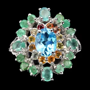 Anillo De Topacio Suizo Ovalado De Plata Esterlina 925 8x6mm Esmeralda Zafiro - Imagen 1 de 10