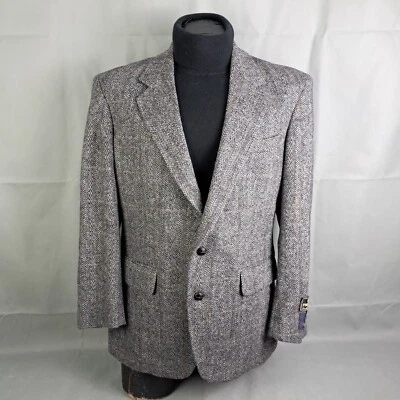 Vintage Savile Row 42R Mens Sportcoat Herringbone Wool Feather Weight Blazer   - Image 1 of 4