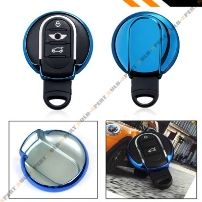 FOR 2015-18 F55 F56 F57 MINI COOPER TPU SOFT PROTECTIVE KEY FOB CASE COVER-BLUE - Imagem 1 de 4