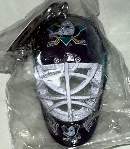 vintage 90s Anaheim Ducks Lil Sports Brat Goalie Mask Keychain NHL Hockey LA Cover