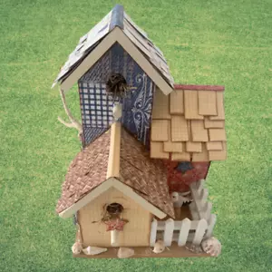 Decorative Wooden Coastal Birdhouse Free Standing Décor Only - Picture 1 of 9