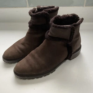 LK Bennett Thomasine Brown Leather Shearling Ankle Zip Up Boots EU 39 UK 6 - Picture 1 of 6