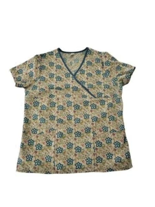Women's Scrub Top Nick & Sarah Size Medium Blue Flowers - Picture 1 of 4