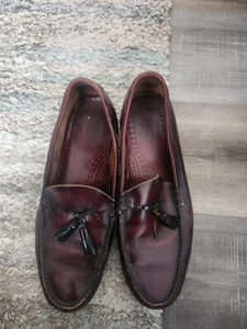 GH Bass Co Weejuns Loafers Dress Shoes Mens 10 burgundy Leather Tassel vintage - Picture 1 of 2