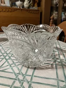 Vintage Lead Crystal Pinwheel Glass Serving Bowl-Scalloped 8 1/2" x5 1/2" Deep- - Picture 1 of 6