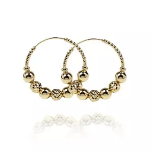 Pendientes de aro redondos rellenos de oro real en capas de 18 K - Imagen 1 de 5