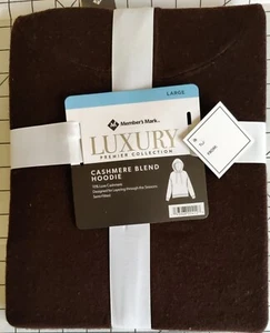 Members Mark Womens Luxury Collection Brown Cashmere Blend Hoodie Size Large New - Picture 1 of 5