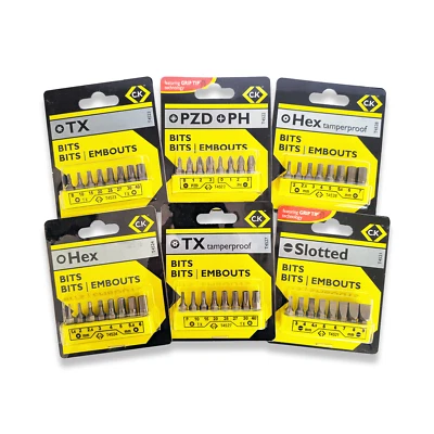 CK Tools Screwdriver Bit Set 8PC Slotted, PH, PZ, HEX, TX Or TORX & HEX Tamper - Image 1 of 2