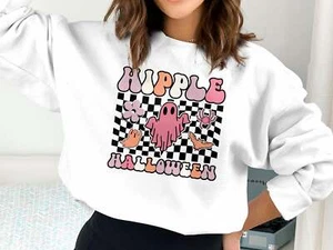 Hippie Halloween Sweatshirt, Halloween Shirt, Skeleton Sweatshirt, Halloween Cre - Picture 1 of 7