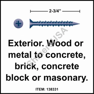 (1000) Diamond Blue Concrete Screw 1/4 x 2-3/4  Phillips Flat Head #138331 - Picture 1 of 1