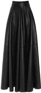 Women’s Leather Maxi Skirt – 100% Genuine Lambskin Ankle-Length High Waist Skirt - Picture 1 of 4