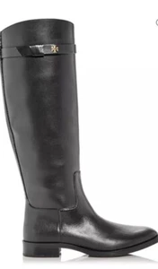 Tory Burch Everly Strap Reitstiefel perfekt schwarz Leder 139167 Größe 7,5 neu mit Karton - Bild 1 von 5