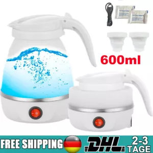 Reisewasserkocher faltbarer Wasserkocher 0,6L weiß aus Silikon 600 Watt - Bild 1 von 12