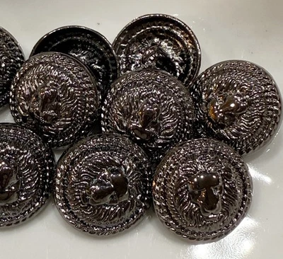 10PC Vintage Gunblack Lion Round Metal Buttons Sewing Shank Buttons 18mm - Image 1 of 3
