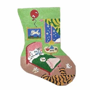 Needlepoint Handpainted Goodnight Moon Christmas Mini Sock Ornament 4x6 - Picture 1 of 4