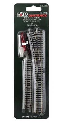 Kato N Scale ~ New ~ UniTrack #4 Left Hand Electric Turnout Switch 481mm ~20-220 - Image 1 of 4