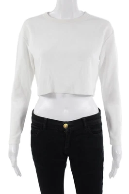 Camiseta Sunday Best Mujer Recortada Básica Blanca Manga Larga Cuello Redondo Talla XS Foto 1 de 4