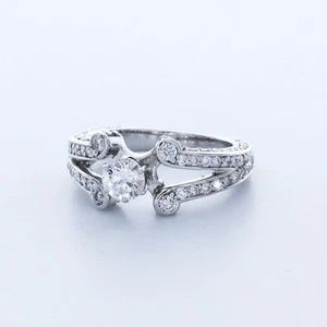 Akzentring 2,1 kt zertifizierter natürlicher Diamant G/SI1 Rundschliff 14 K Gold Spaltband - Bild 1 von 3