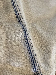 Antique Vintage French Grain Sack Sewn Bag Beautiful 19 X 16 Indigo Stripes - Picture 1 of 13