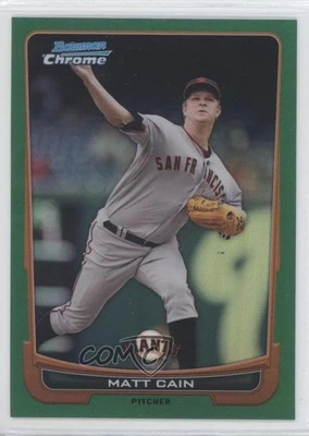 2012 Bowman Chrome Rack Pack Green Refractor Matt Cain #195 - Image 1 of 2