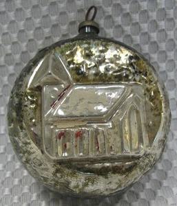 Vintage Figur Kirche Merkur Glas Weihnachtsschmuck - Bild 1 von 3