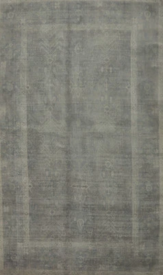 Handmade Indian Transitional Gray Silk Carpet Oriental Oushak Style Rug 5x8 Ft - Image 1 of 4