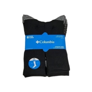 Columbia 6 Paar sportliche Crew-Herrensocken Schuhgröße 6-12 schwarz & grau gepolstert  - Bild 1 von 6