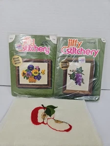Jiffery Stitchery Crewel Kit pansey basket grapes NOS vintage set unfinished - Picture 1 of 14