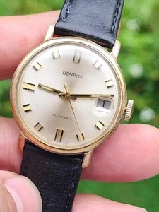Vintage BENRUS men's automatic watch DATE 12G1B2 17Jewels 1970s - Picture 1 of 20