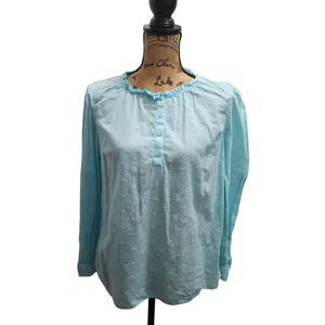 Kim Rogers Damen Top PL Blau Langarm Knopfleiste Bestickt Bluse - Bild 1 von 4