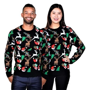 SOCAL LOOK Youth Festive Ugly Christmas Sweater-Funny Holiday Pullover for Teens - Picture 1 of 6