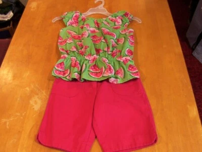 Gymboree Girls' Watermelon Print Top & Embroidered Bermuda Shorts-Sz. 6/7 - Imagem 1 de 3